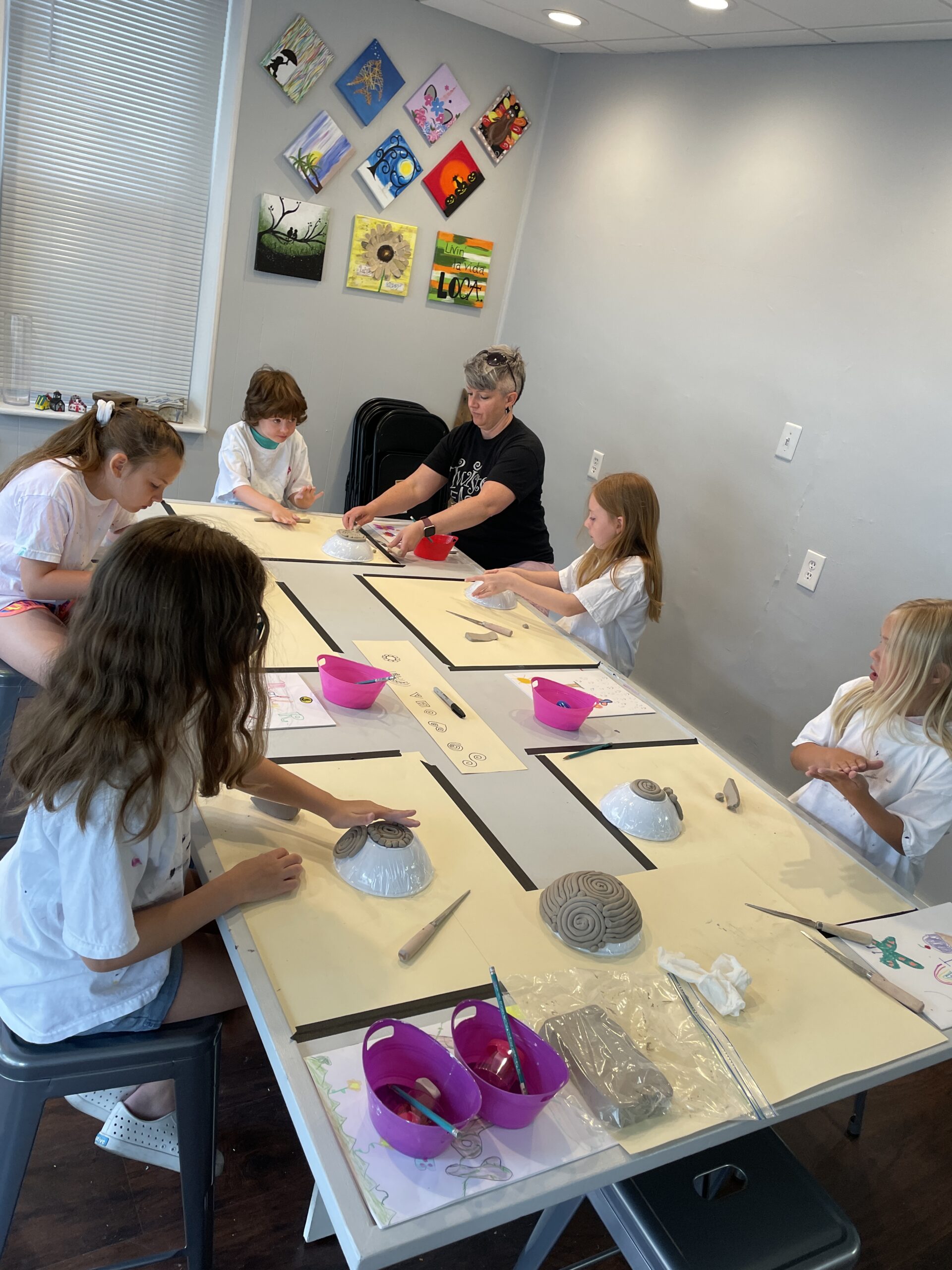 Summer camp art class with kids
