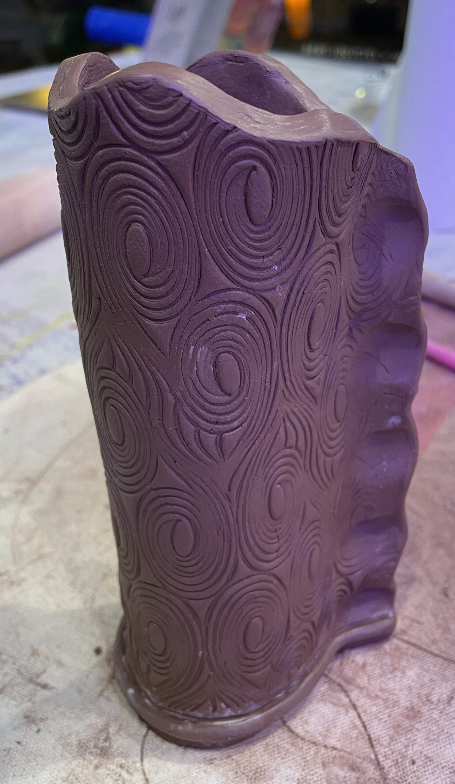 Textured Vase build with clay